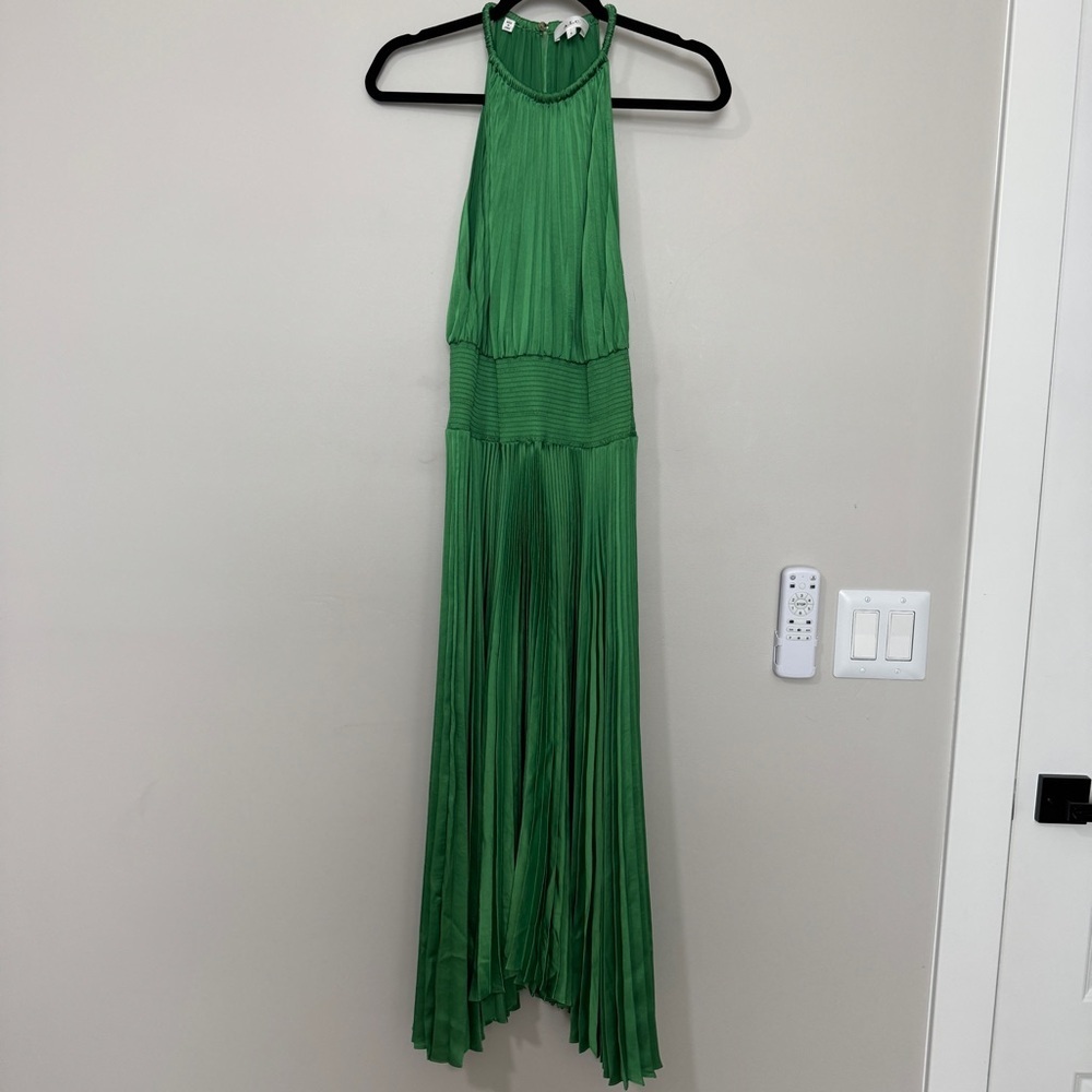 ALC Halter Neck Dress Size 8 Green Pleated - Picture 2 of 9